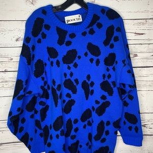 Poochie Blue Paw Print Sweater